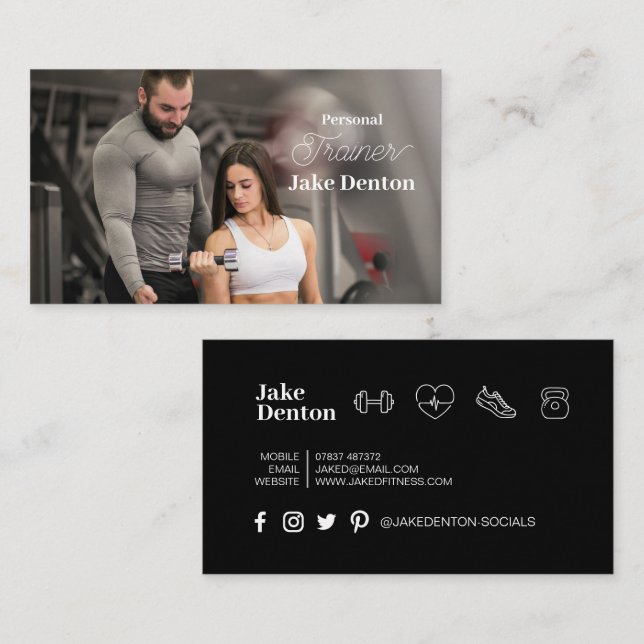 Tarjeta De Visita Imagen personal de fitness Moderno Trainer Trendy (Anverso / Reverso)