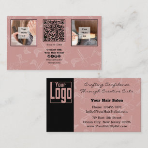 Tarjeta De Visita Imagen personalizado Salón De Pelo Rosado Código Q