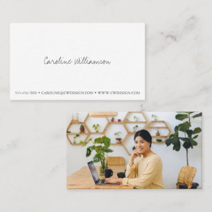 Tarjeta De Visita Imagen profesional con guión elegante en blanco mi