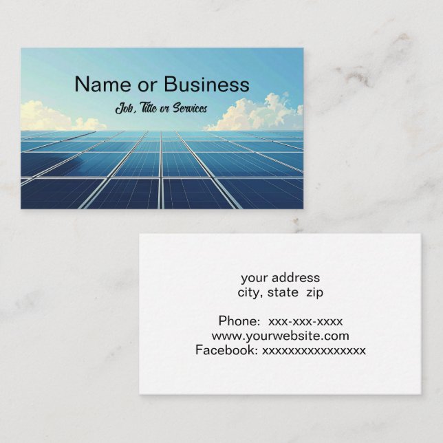 Tarjeta De Visita Imagen simple de un panel solar (Anverso / Reverso)