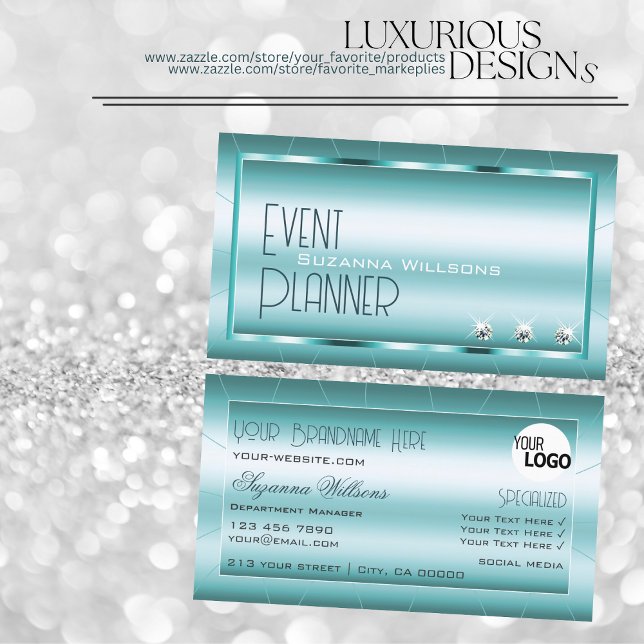 Tarjeta De Visita Immerso Verde azulado de diamantes y con el logoti (Subido por el creador)