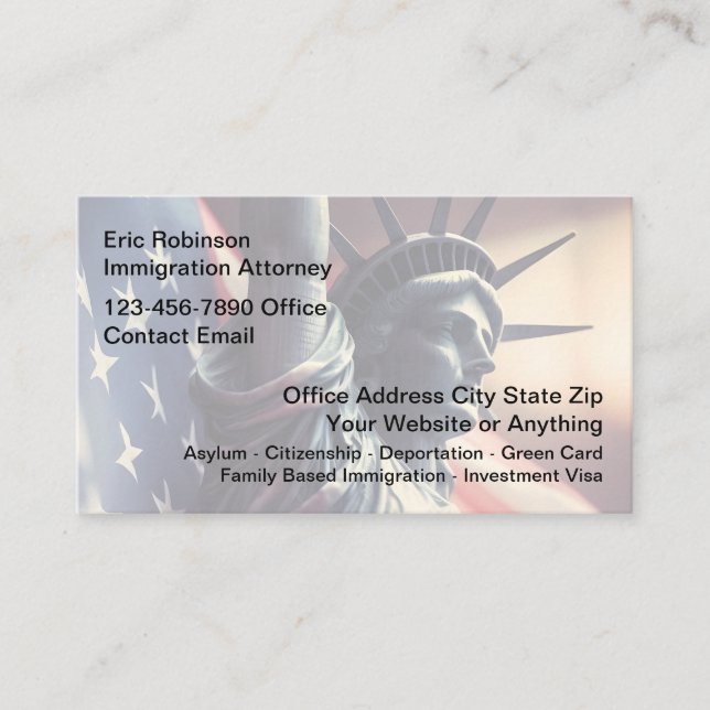Tarjeta De Visita Immigration Attorney New Business Cards (Anverso)