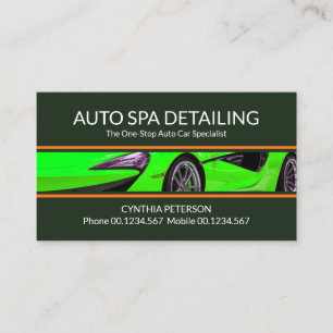 Tarjeta De Visita Impactante Green Sports Car Detener Auto Wash