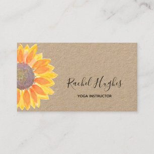 Tarjeta De Visita Impartidor de yoga de girasol moderno Kraft Paper