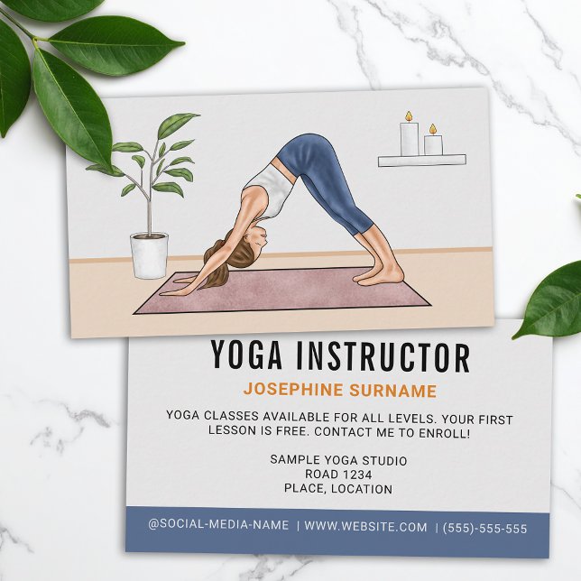 Tarjeta De Visita Impartidor de yoga Mujer Perro de orientación desc (Subido por el creador)