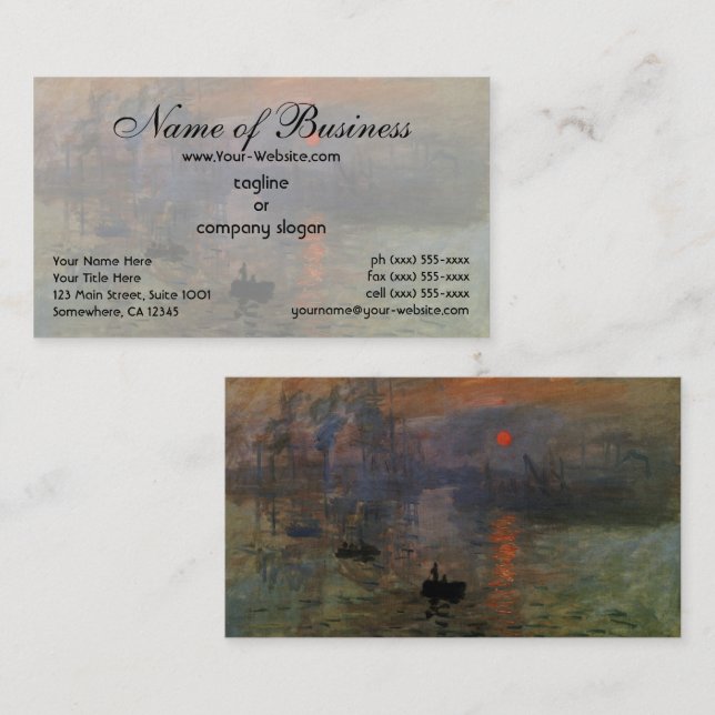 Tarjeta De Visita Impresión, Amanecer de Claude Monet (Anverso / Reverso)