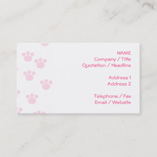 Tarjeta De Visita Impresión animal de la pata. Modelo rosa claro y