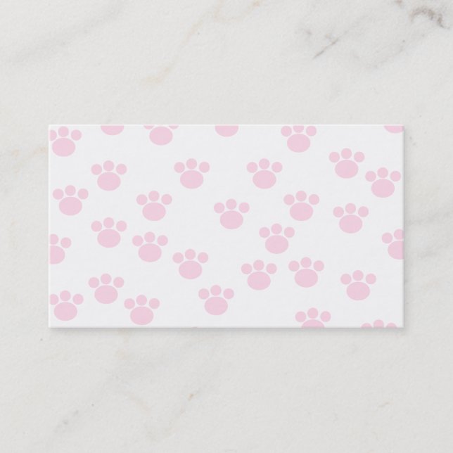 Tarjeta De Visita Impresión animal de la pata. Modelo rosa claro y (Anverso)