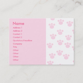 Tarjeta De Visita Impresión animal de la pata. Modelo rosa claro y
