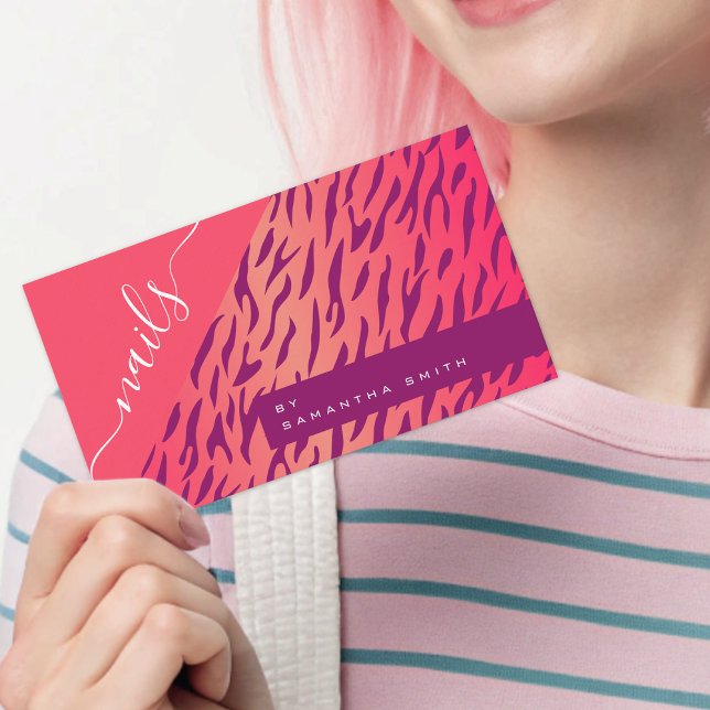 Tarjeta De Visita Impresión animal de tigre rosa brillante brillante (Subido por el creador)