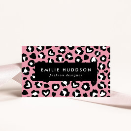 Tarjeta De Visita Impresión animal, leopardo rosado, puntos de chita
