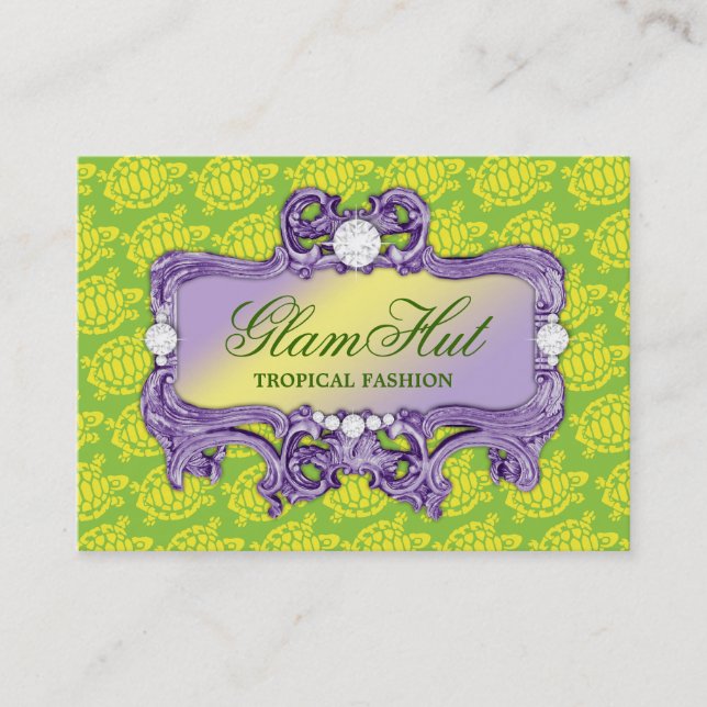 Tarjeta De Visita Impresión atractiva verde tropical de la tortuga (Anverso)