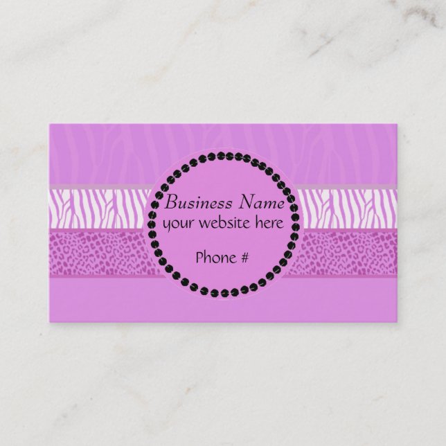 Tarjeta De Visita Impresión de animales salvajes morados (Anverso)