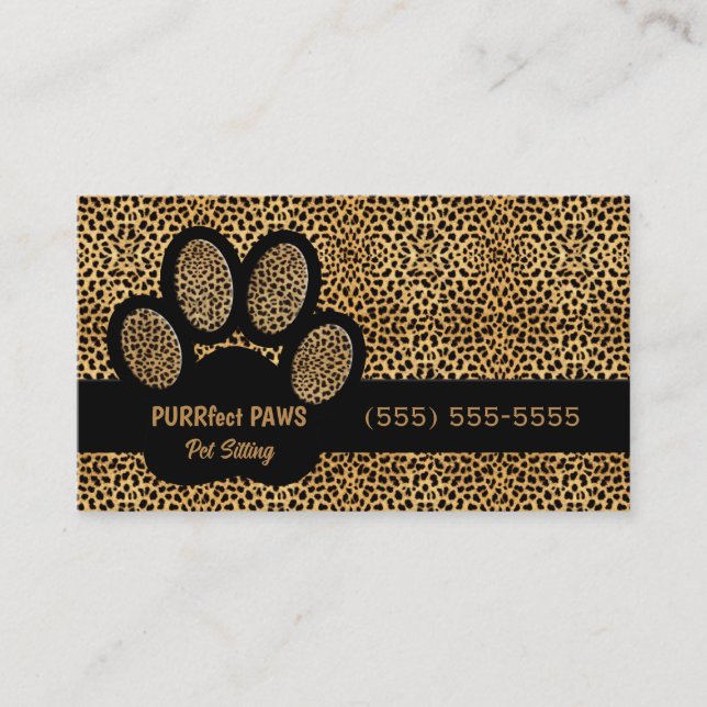 Tarjeta De Visita Impresión de chita con sitio de Mascota Personaliz (Anverso)