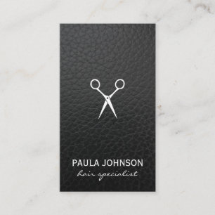 Tarjeta De Visita Impresión de cuero negro con grietas de salon