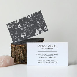 Tarjeta De Visita Impresión de hojas de Mascota Groomer en blanco y 