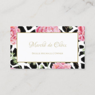Tarjeta De Visita Impresión de jirafas y Boutique de belleza floral