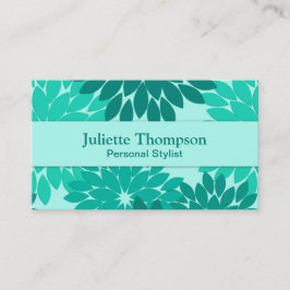 Tarjeta De Visita Impresión de kimono floral moderna, turquesa, Verd