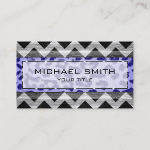 Tarjeta De Visita Impresión de leopardo   Chevron azteca de madera #