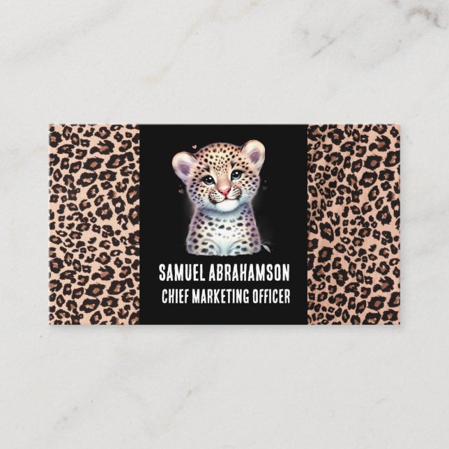 Tarjeta De Visita Impresión de leopardo Kawaii Premier  (Anverso)