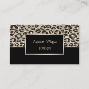 Tarjeta De Visita Impresión de leopardo negro con brillo moderno, ma