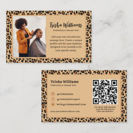 Tarjeta De Visita Impresión de leopardo otoñal con foto Personalizad