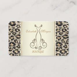 Tarjeta De Visita Impresión de leopardo Purpurina moderno Girly Tren