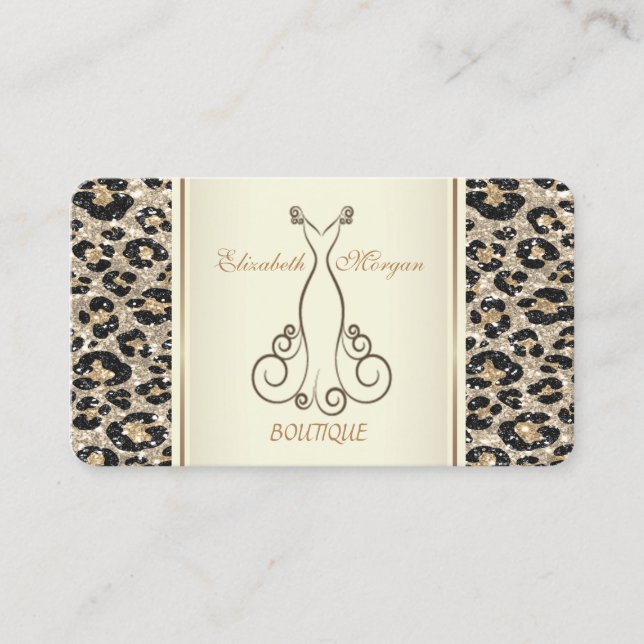 Tarjeta De Visita Impresión de leopardo Purpurina moderno Girly Tren (Anverso)