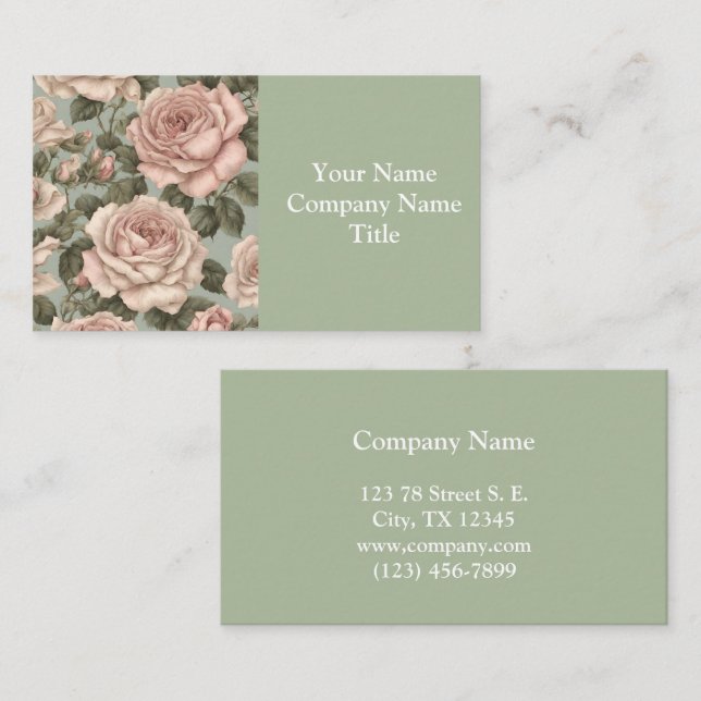 Tarjeta De Visita Impresión de Rosa de jardín de estilo victoriano (Anverso / Reverso)