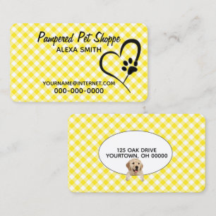 Tarjeta De Visita Impresión de rutas en Gingham para Mascota Groomin