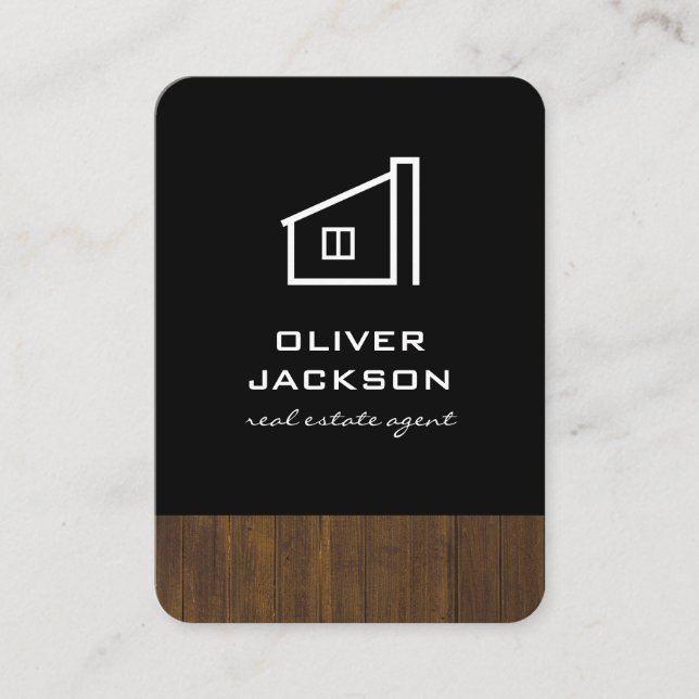 Tarjeta De Visita Impresión de trazo inmobiliario/de madera (Anverso)