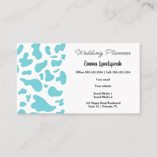 Tarjeta De Visita Impresión de vaca azul claro y blanco, código QR