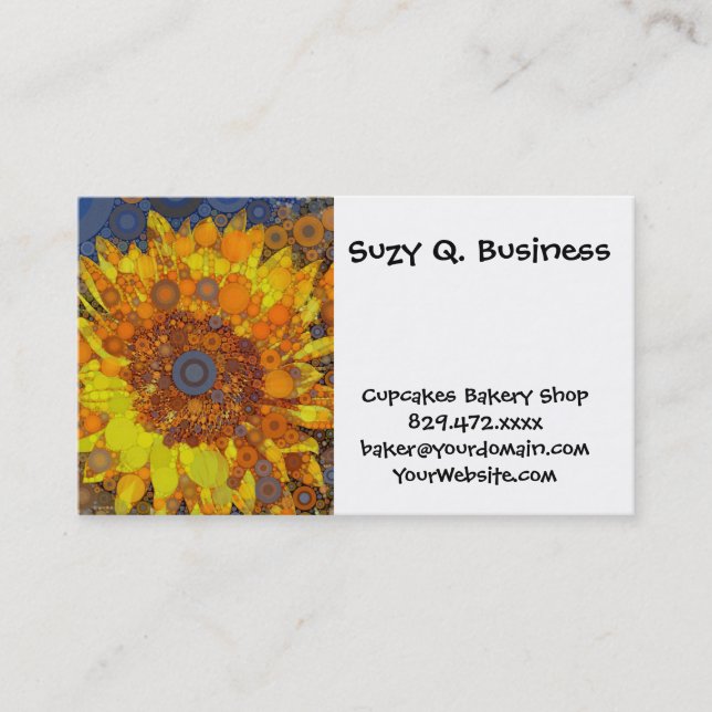 Tarjeta De Visita Impresión del arte digital del circulo de girasol  (Anverso)