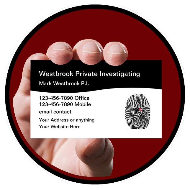 Tarjeta De Visita Impresión digital moderna del investigador privado (Subido por el creador)
