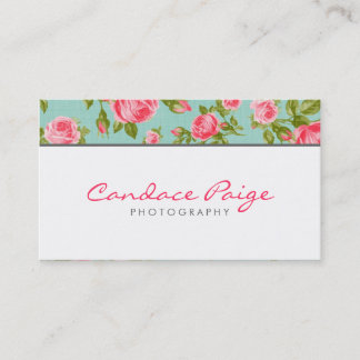 Tarjeta De Visita Impresión floral de Rosas Girly Vintage