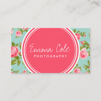 Tarjeta De Visita Impresión floral de Rosas Girly Vintage