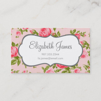 Tarjeta De Visita Impresión floral de Rosas Girly Vintage