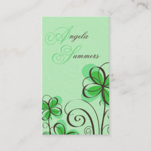 Tarjeta De Visita Impresión floral del bosquejo - verde