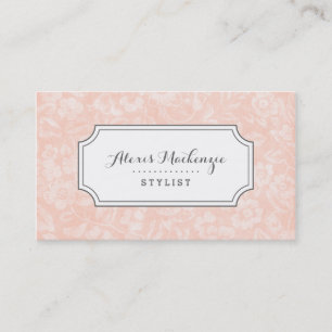 Tarjeta De Visita Impresión floral rosa y gris de Rubor