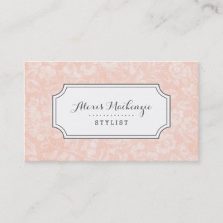 Tarjeta De Visita Impresión floral rosa y gris de Rubor
