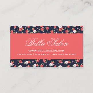 Tarjeta De Visita Impresión floral vintage de Moda de coral y marina