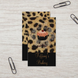 Tarjeta De Visita Impresión Leopard Catering Pastry Chef Cupcake Bak