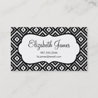 Tarjeta De Visita Impresión tribal azteca en blanco y negro