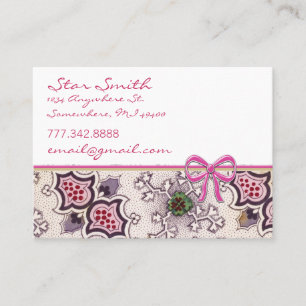 Tarjeta De Visita Impresión vintage Pluma de Rasberry Profundo Blanc