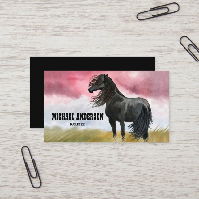 Tarjeta De Visita Impresionante acuarela de caballo (Anverso/Reverso In Situ)