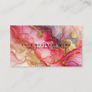 Tarjeta De Visita Impresionante acuarela de tinta alcohólica rosa y 