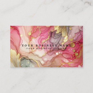 Tarjeta De Visita Impresionante acuarela de tinta de alcohol rosa y 