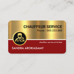 Tarjeta De Visita Impresionante Chauffeur de la línea de oro rojo