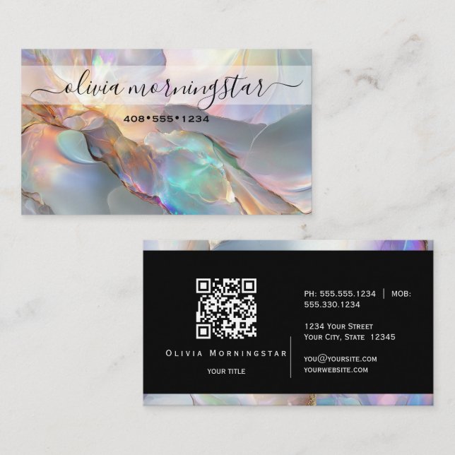 Tarjeta De Visita Impresionante Código QR Opal 2 de Firma (Anverso / Reverso)