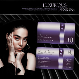 Tarjeta De Visita Impresionante gradiente morado de diamantes estrel